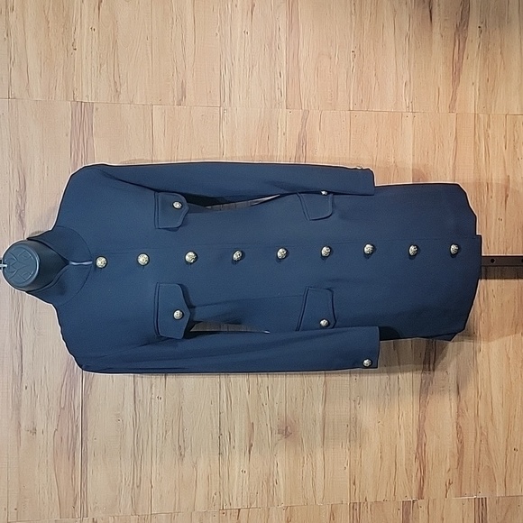 Vintage Bloomie’s Dana Buchman Fine Wool Navy Duster Jacket w/Gold Buttons - Picture 1 of 8